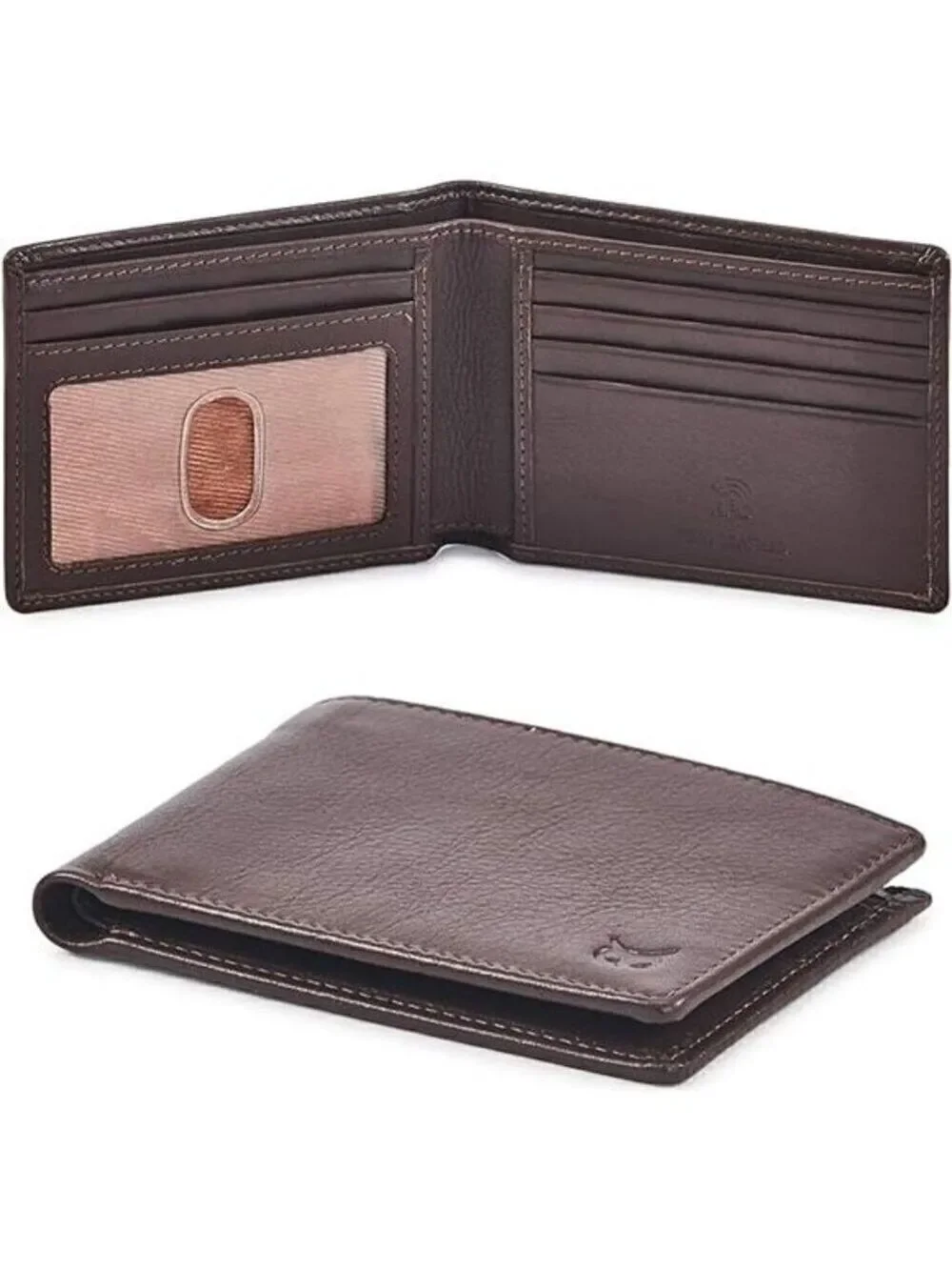 Genuine Leather Men's Wallet RFID Blocking Slim Carry Bag Pocket Thin BROWN NEW